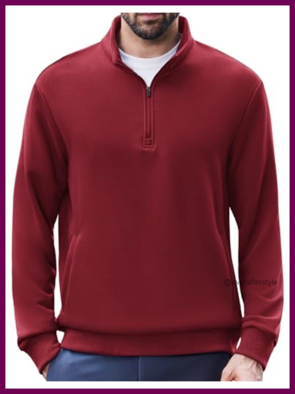 Mens Quarter Zip Pullover Mock Neck French Terry Sweatshirt Casual